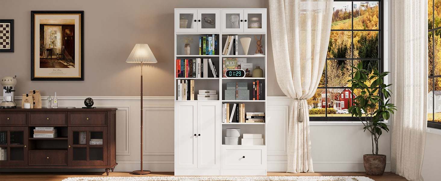 White Pantries with Doors and Shelves