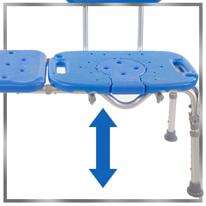image showing adjustable feature on all access shower bench