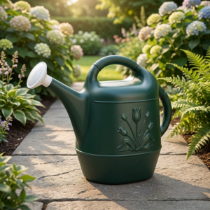 Heavy Duty Hunter Green 2 Gallon Watering Can - Impact Resistant and UV Protected Garden Tool.