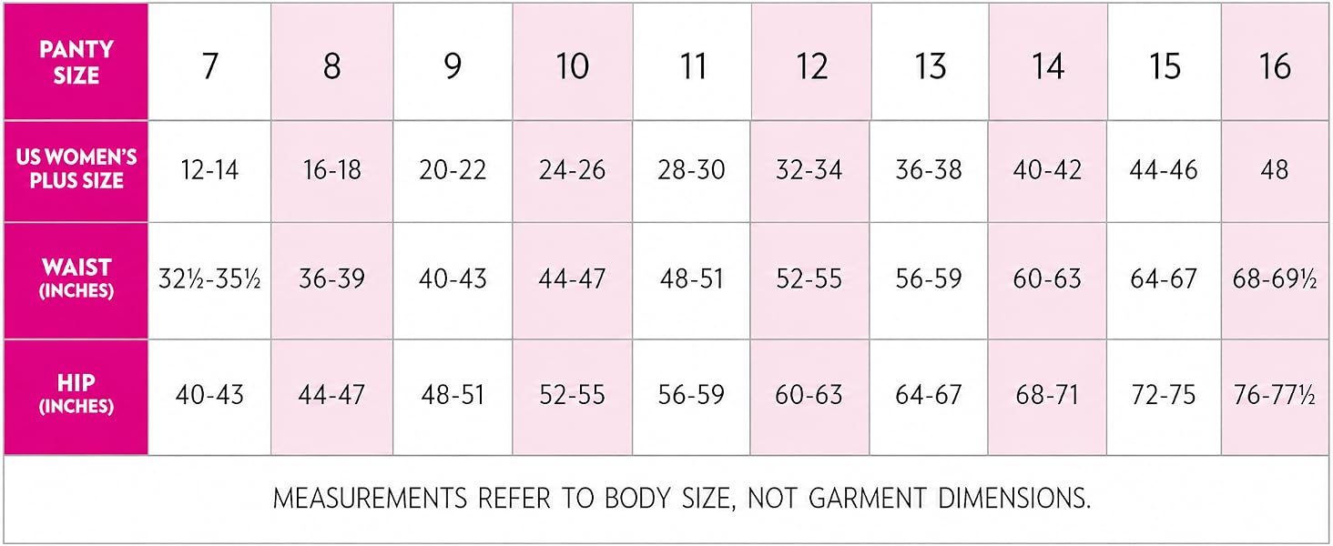 comfort choice size chart
