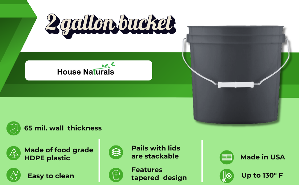 Food grade made in USA 2 gallon plastic bucket with screw on lid HDPE plastic pail storage container