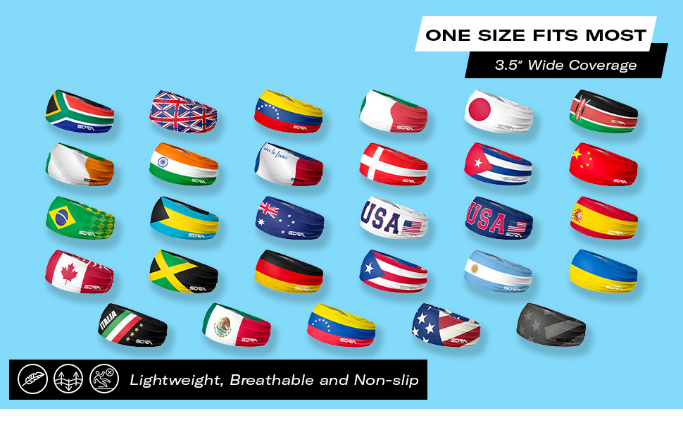 Suddora Country Flag Headbands, Wide Headbands with National Flag, Tapered Style Boho Headbands