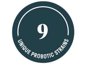 9 probiotic strains, lactobacillus casei, lactobacillus acidophilus, lactobacillus salivarius, CFU