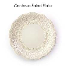 dinnerware set lace ivory cream white stoneware 16 piece service for 4 embossed dish plate scalloped