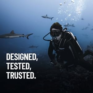 Diver submerged in deep water with Cressi gear