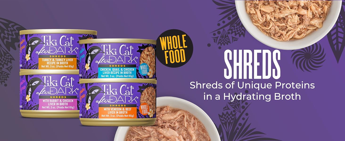 after dark shreds meaty unique protein venison rabbit beef liver hydrating broth moisture healthy