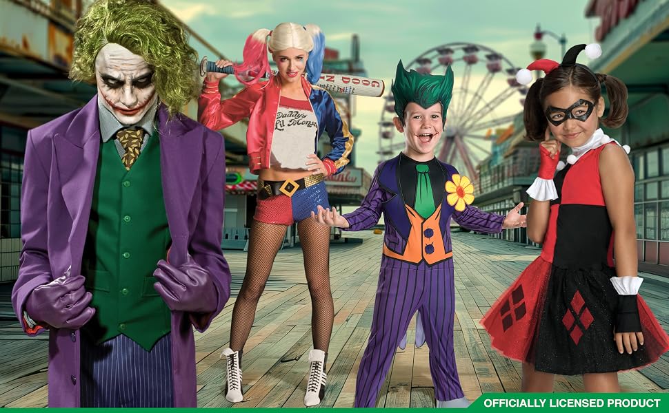 The Joker Harley Quinn Adult and Kids Costumes Halloween