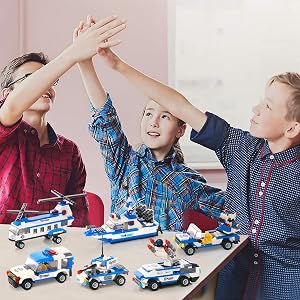 lego city police helicopter airplane plane cop 6 in 1 toy ship boat sets truck car vehicle kit
