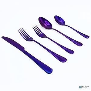 20-Piece Reflective Holographic Purple Flatware Set, Stainless Steel, Service For 4