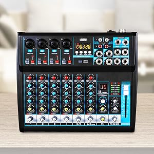 Professional Audio Mixer Sound Board Console Desk System Interface 8 Channel Digital USB Bluetooth