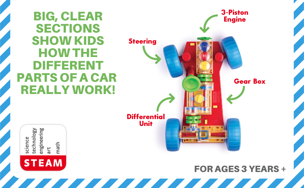 STEM Toy, Cars, Science, Engineering, Kids, Toddlers, Play, Kit, Build, Car Parts, Quercetti
