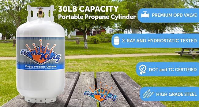 Flame King 30 LB Refrigerant Recovery Cylinder Tank, Reusable, DOT Compliant Y-Valve Liquid/Vapor