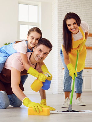Family Cleaning Floor