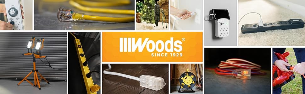 Woods Brand since 1929. From surge protectors to heavy-duty extension cords, Woods has you covered!