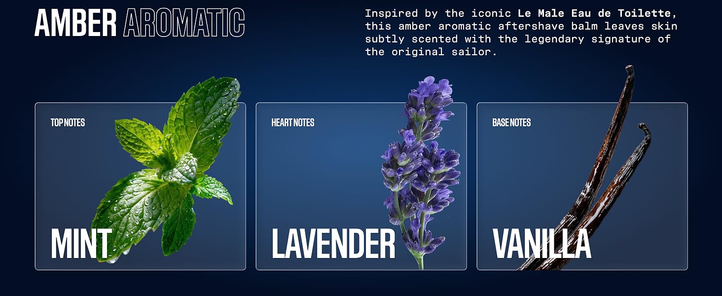 le male aftershave amber aromatic mint lavender vanilla