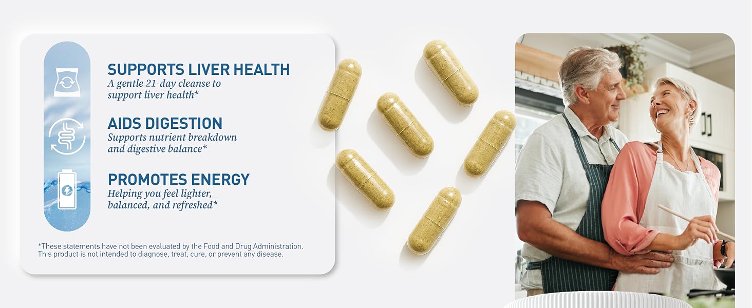 Natural liver cleanse capsules with milk thistle, dandelion, and artichoke extract for detox support