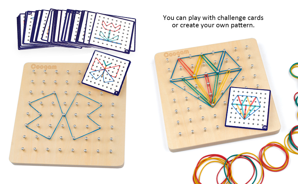 Coogam Wooden Geoboard Mathematical Manipulative Material Array Block Geo Board