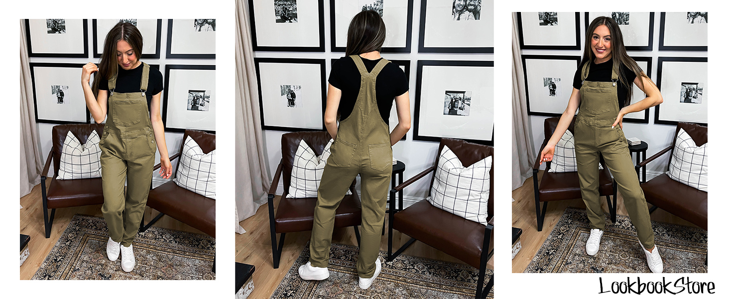 LookbookStore Women&amp;#39;s Classic Adjustable Pockets Denim Bib Overalls