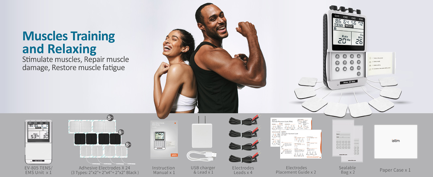 tens,ems,4 channel tens, muscle stimulator,nmes, best tens, best ems, high-end ems