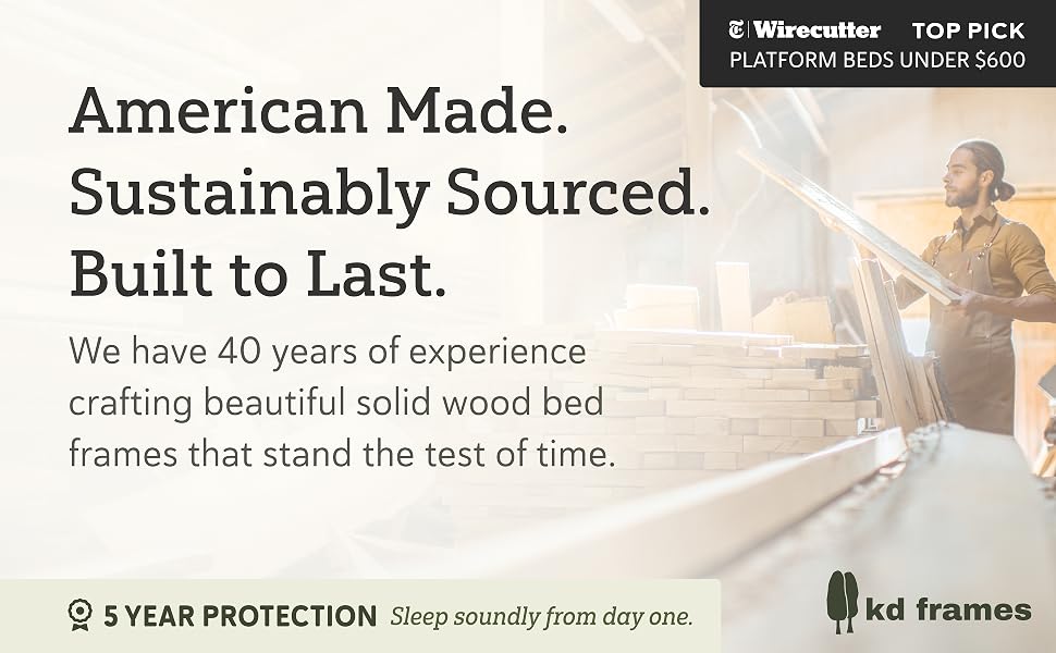 KD Frames Platform Beds, Solid Wood Bed Frames, Tulip Poplar, Unfinished