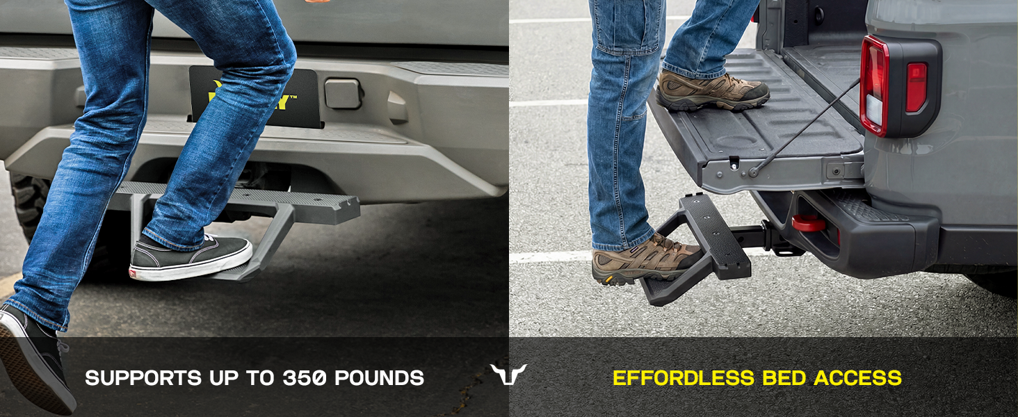 bully heavy duty 2-step class iii 3 hitch step cast aluminum non-slip 350 lbs weight capacity