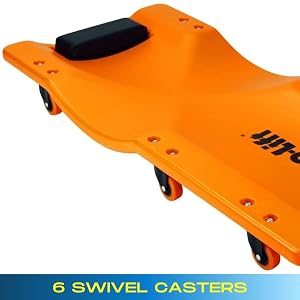 Pro-Lift 36 inch Plastic Creeper 6 Swivel Casters 300 lbs Capacity
