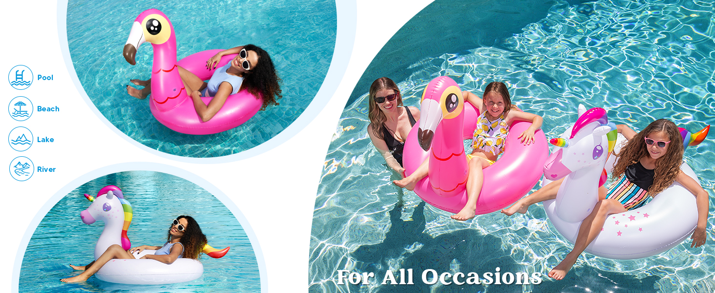 2 packs flamingo unicorn pool floats