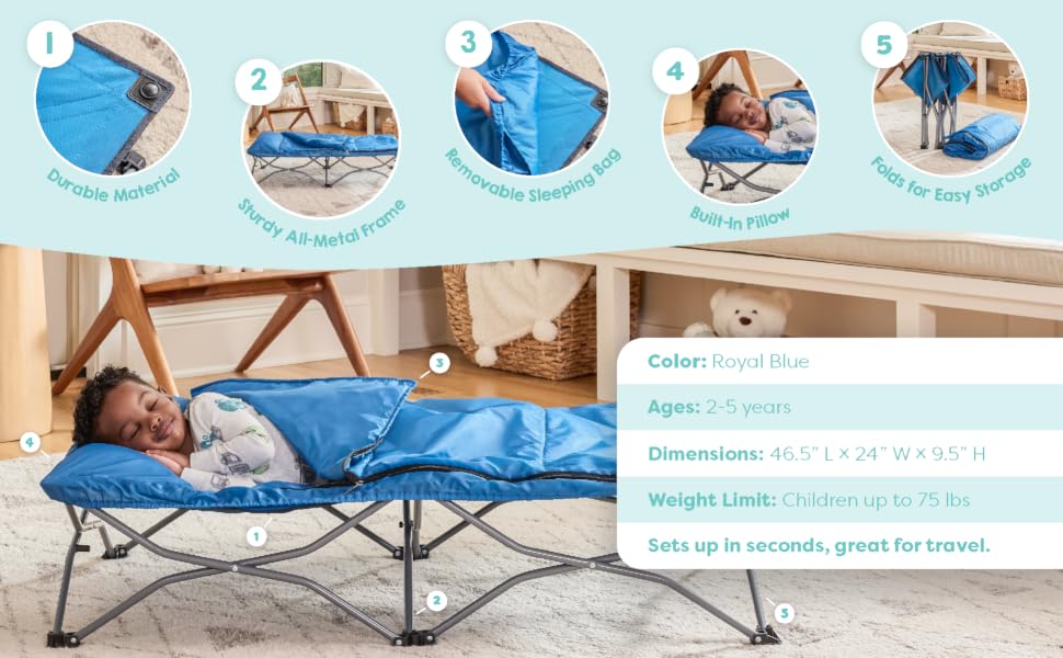 My Cot Deluxe Portable Toddler Bed Details
