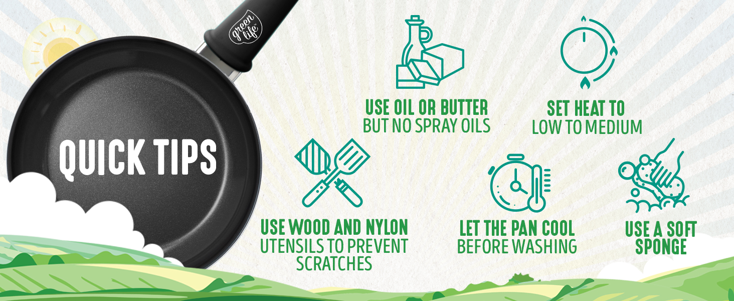 GreenLife, healthy ceramic nonstick, easy clean, stay cool, comfortable, colorful, dishwasher safe