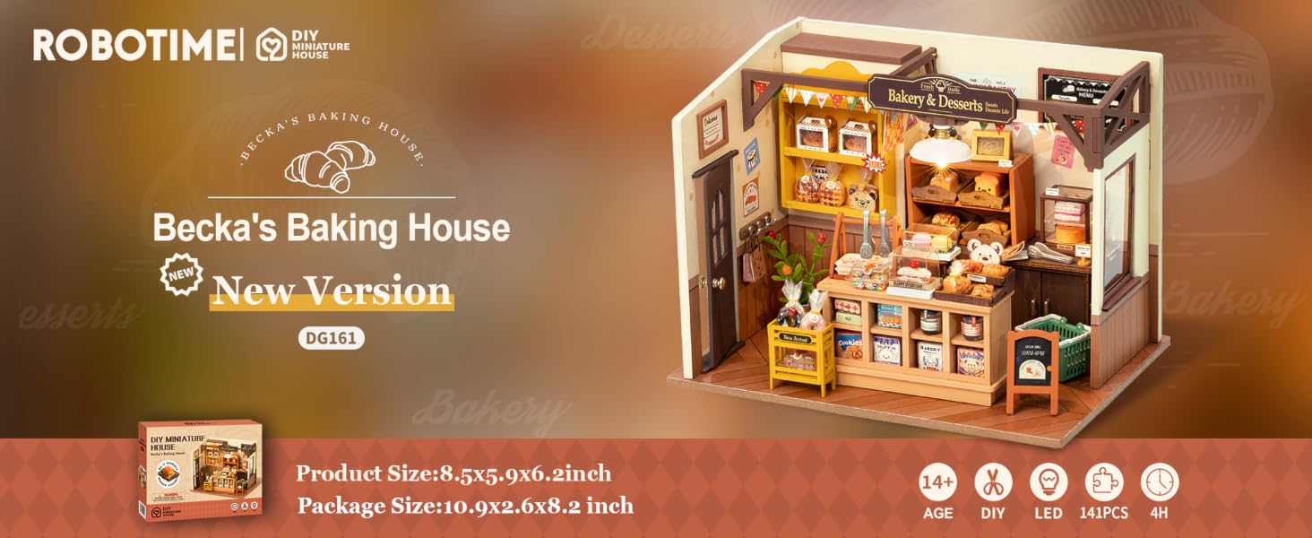 ROBOTIME DIY Miniature House Kit Wooden Mini House - Becka Baking House