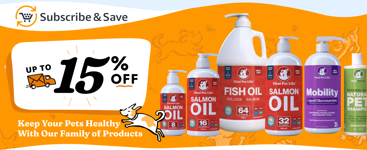 salmon fish oil vital pet life subscribe subscription save dog cat supplement