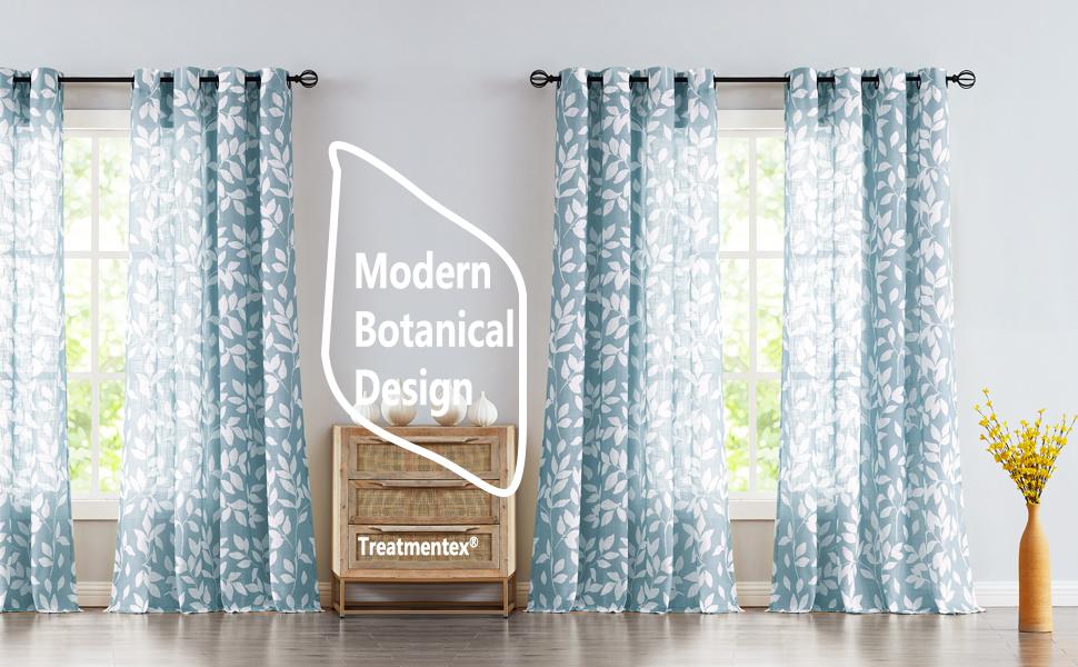 blue white curtains