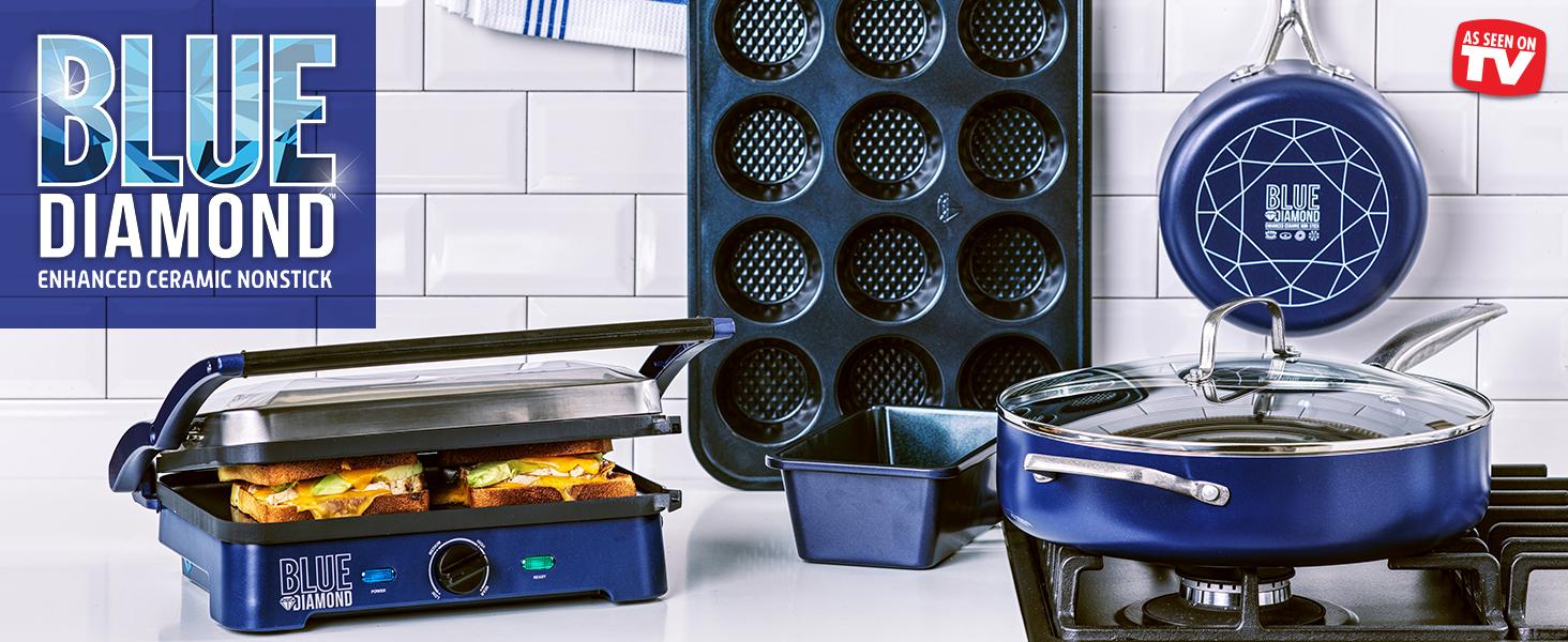 Blue Diamond, enhanced ceramic nonstick, easy to clean, cookware, durable, easy cooking, toxin free