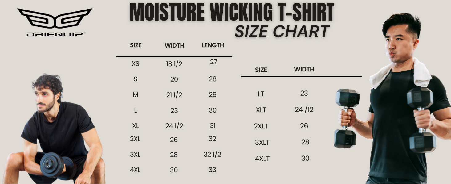 DRIEQUIP Men's Big &amp; Tall Short Sleeve Moisture Wicking Athletic T-Shirts