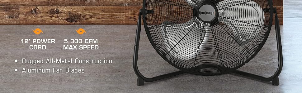 Hurricane Pro High Velocity Metal Floor Fan