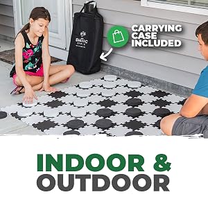 Checkers and Tic Tac Toe can be played both indoors and outdoors. 100% EVA Foam with carrying case