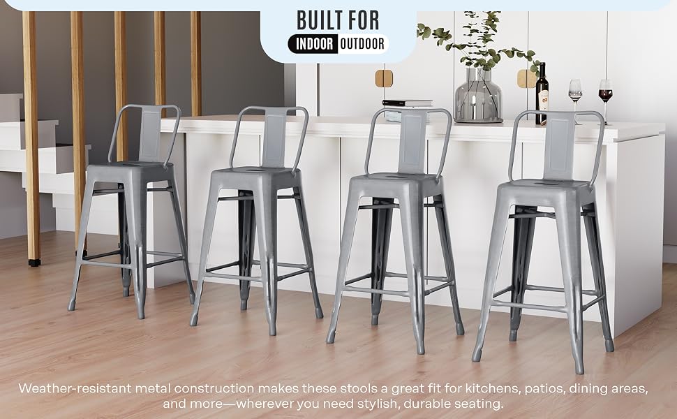 kitchen island indoor outdoor patio dining balcony metal barstool bar stool durable