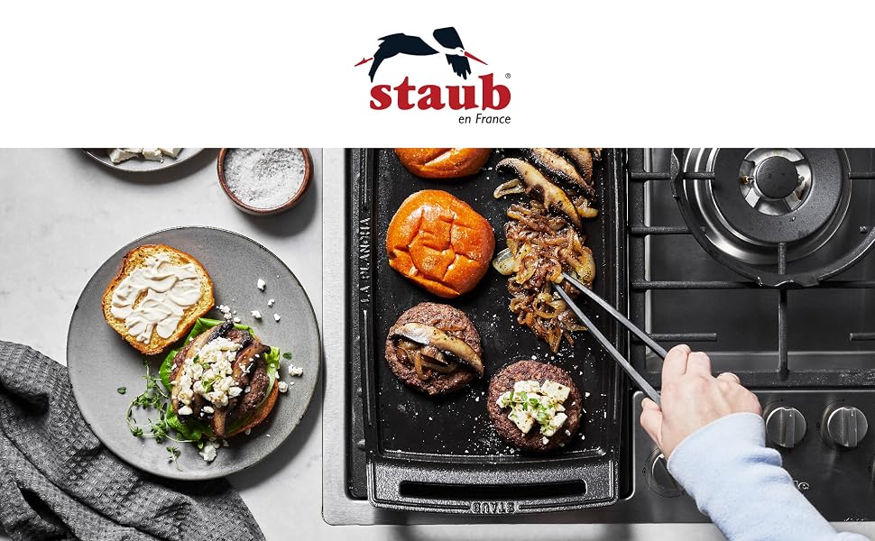 Staub, Cast Iron, Griddle, Double burner, Plancha, cast iron cookware