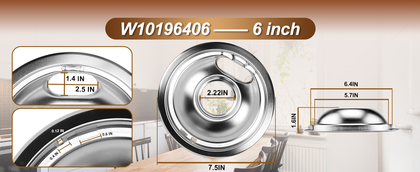W10196405 W10196406 Electric Stove Burner Drip Pans MP22YA Electric Range Burner Element Unit Set