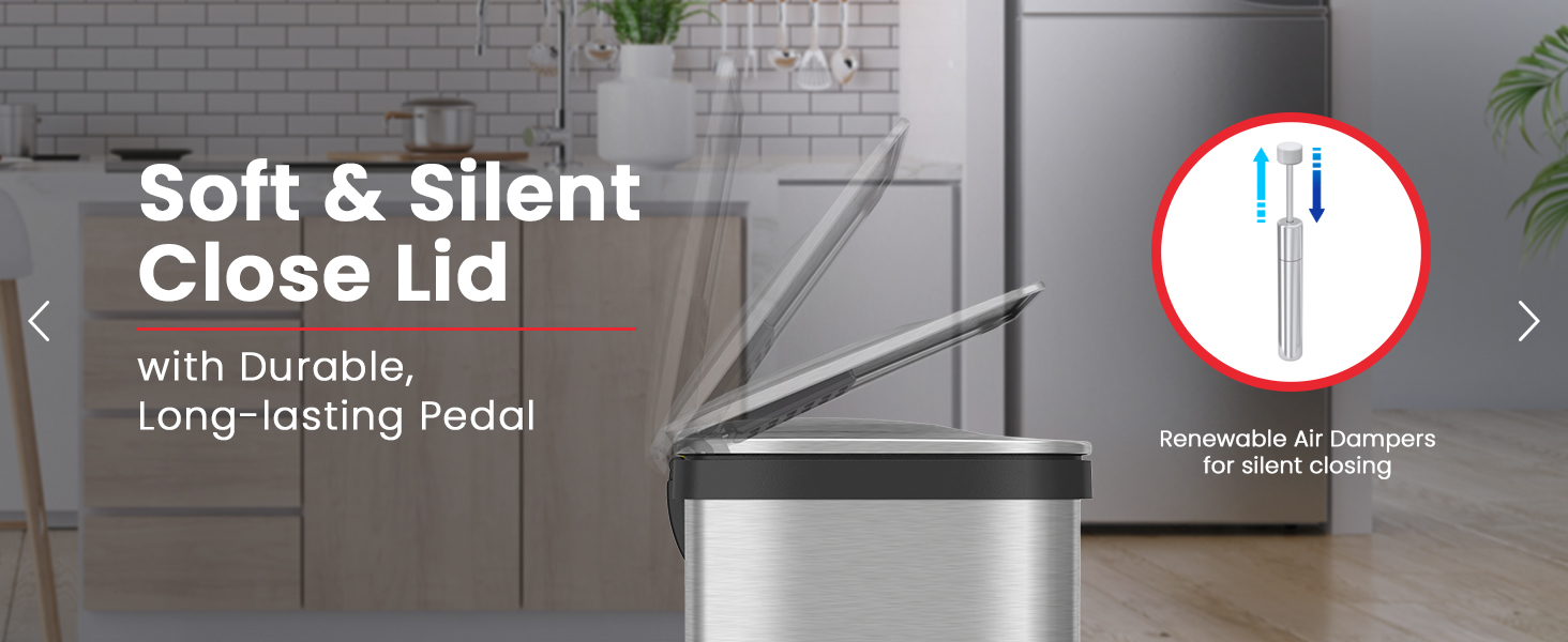 Soft and silent lid close with durable long-lasting pedal