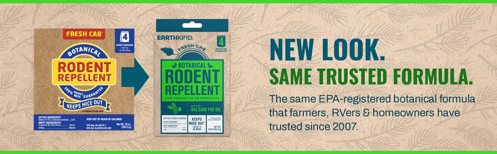 Fresh Cab rodent repellent new EarthKind packaging same trusted formula rebrand