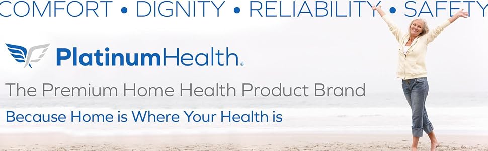 Platinum Health logo. The premium home health product brand. Because home is where your health is.