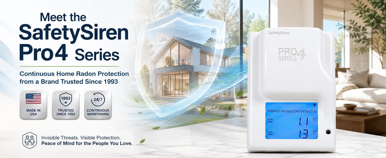 SafetySiren Pro4 Radon Detector Desktop Version