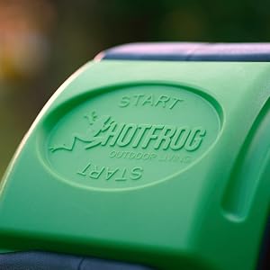 HOTFROG Dual Body Tumbling Composter - extreme closeup of door (outdoor)