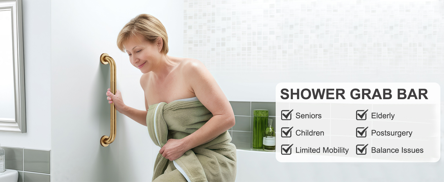 2 Pack 16-Inch Anti Slip Shower Handles for Elderly