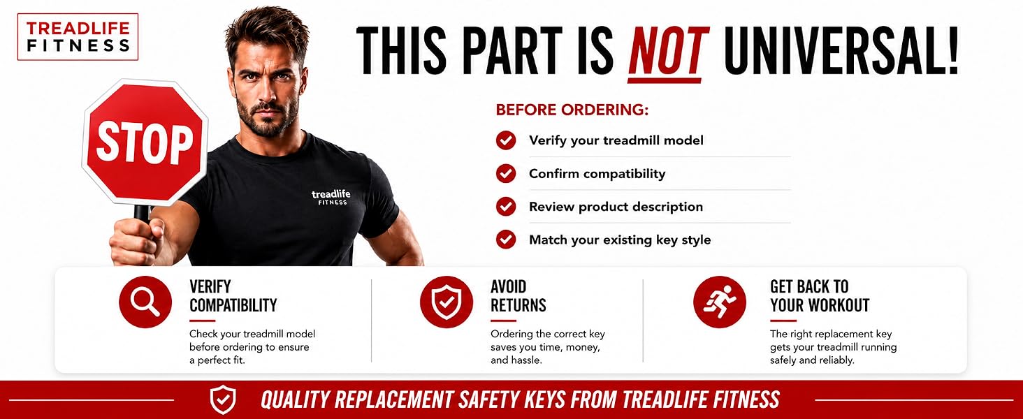 TreadLife Fitness Treadmill Safety Key - Part Number 208603