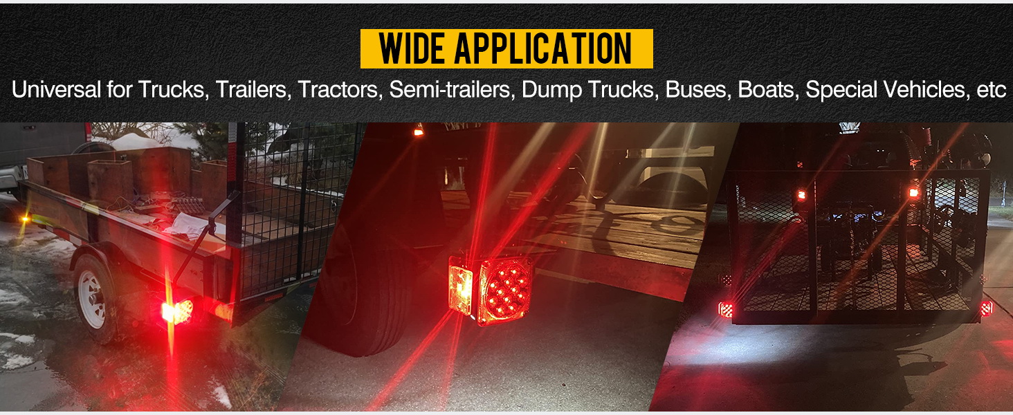 Partsam 12V Waterproof Square LED Trailer Tail Light Kit