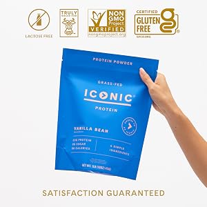 Iconic protein powder is lactose free, truly grass fed verified, non-gmo project verified
