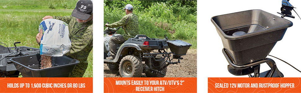 Guide Gear UTV/ATV Receiver Mount Broadcast Spreader Seeder, 80-lbs Capacity