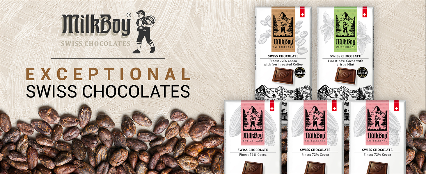 Milkboy Swiss Gourmet Chocolate Bars Dark Chocolate Variety Pack Bar Kosher GMO-Free